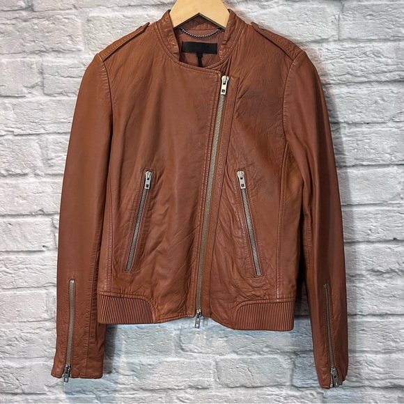 Rag & Bone Size 4 - Lyon Moto Lamb Leather Jacket - Camel MSRP $1,295 - Picture 4 of 16